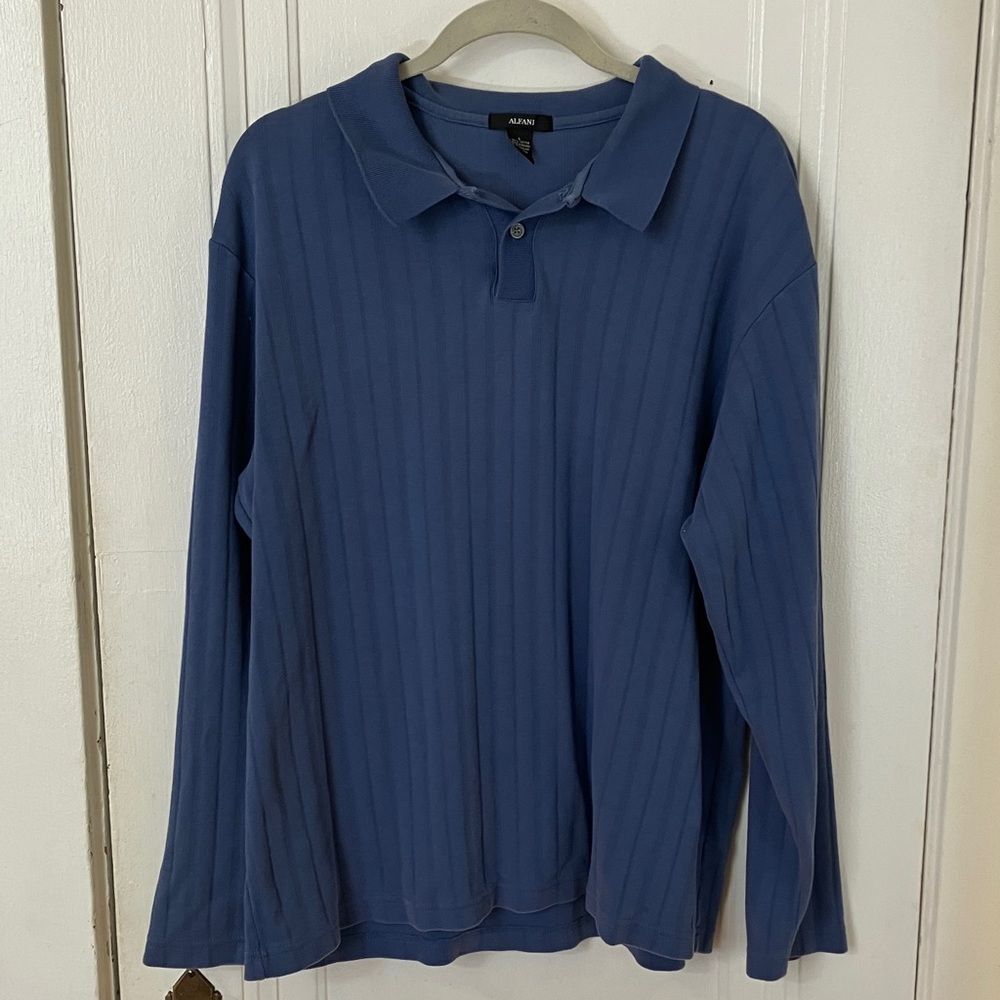 Vintage Alfani long-sleeve ribbed polo shirt